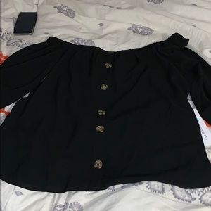 Black off the shoulder top with buttons